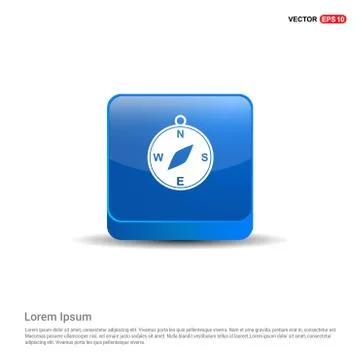Compass icon - 3d Blue Button Stock Illustration