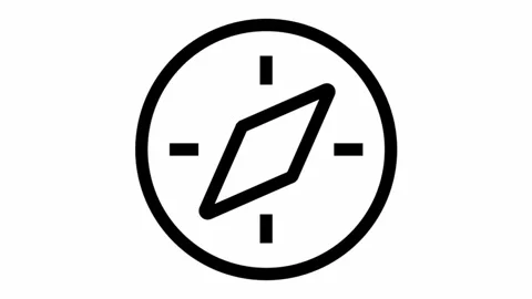 Compass icon animation - Essential basic icon motion design Stock Footage 293464778