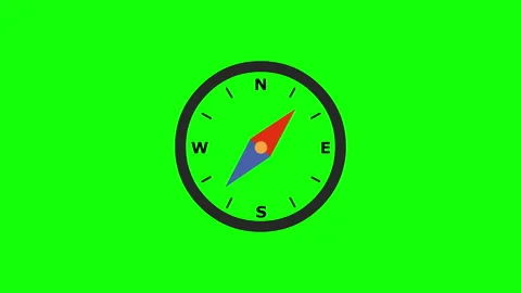 Compass Icon Animation on Green Screen Background 库存影片 334362014