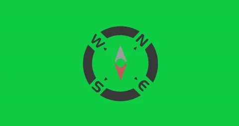 Compass icon animation. North direction. Chroma key. Weather and map video Stock Footage 154738879