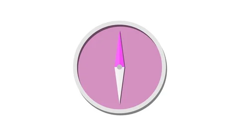 Compass icon appearing then spinning to point north pink Stock Footage 89902504