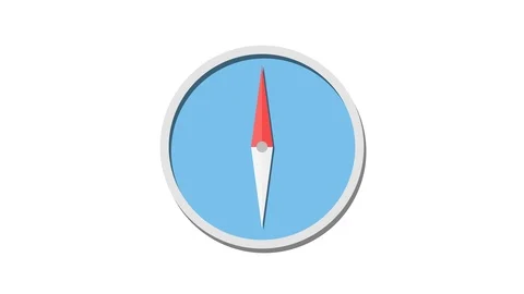 Compass icon appearing then spinning to point north blue Video stock 89902505