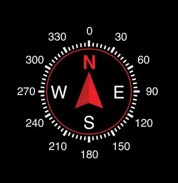 Compass icon on black background Stock Illustration