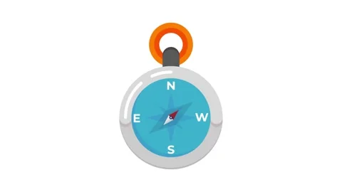 Compass icon centered on a white background, symbolizing navigation and dir.. Stock Footage 332390623