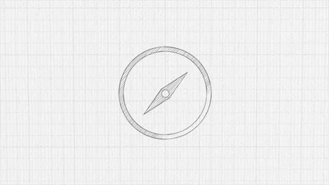 Compass icon with color drawing effect. Doodle animation. 4K Stock Footage 185618007