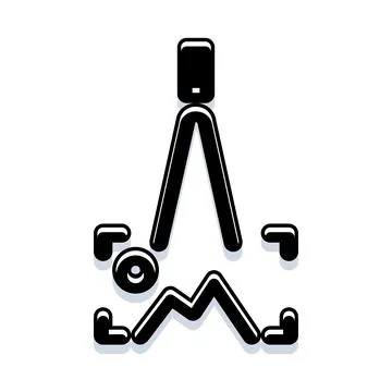 Compass icon creating m letter minimal geometric design Stock Illustration