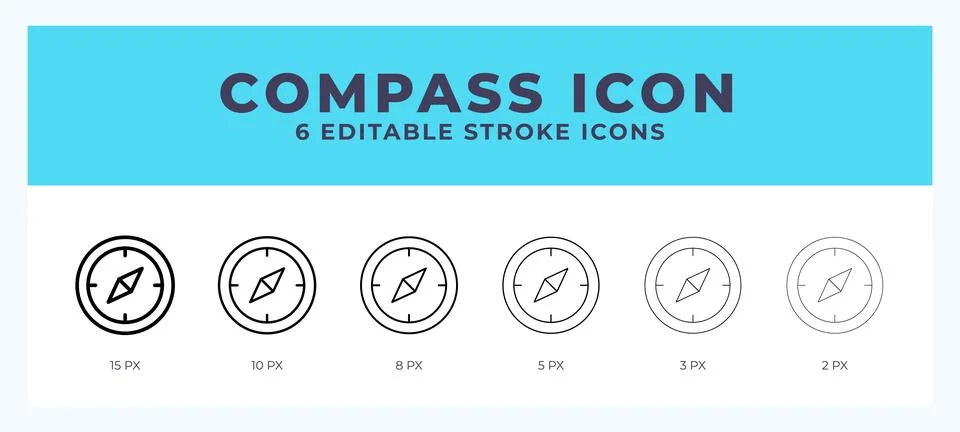 Compass icon. Editable stroke line icon vector illustration. Stock Illustration