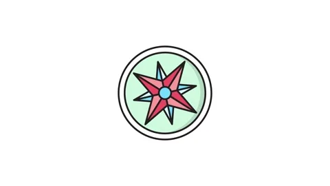 Compass icon featuring a red and blue star at its center, symbolizing navig.. Stock Footage 335140296