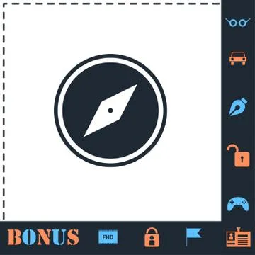 Compass icon flat Stock Illustration