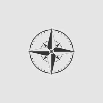 Compass icon flat Stock Illustration