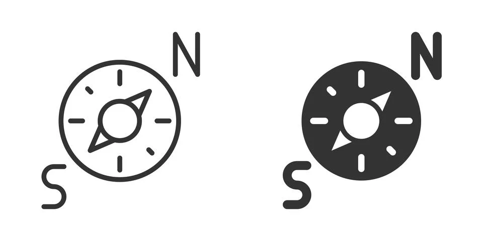 Compass icon in flat style. Navigation equipment vector illustration on white Illustrazione stock