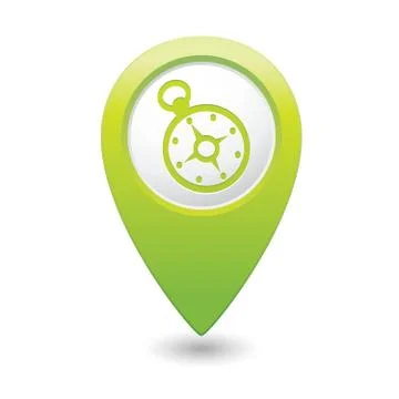 Compass icon on map pointer green Stock Illustration