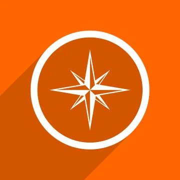 Compass icon. Orange flat button. Web and mobile app design illustration Stock Illustration