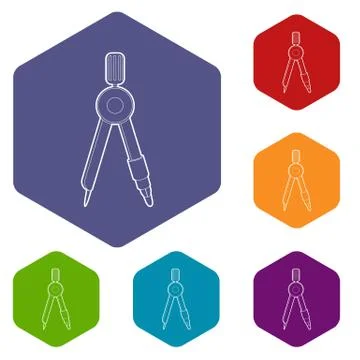 Compass icon, outline style Stock Illustration