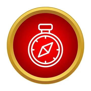 Compass icon providing navigation, direction, and guidance on red background 스톡 일러스트