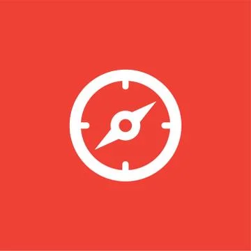 Compass Icon On Red Background. Red Flat Style Vector Illustration Stock Illustration