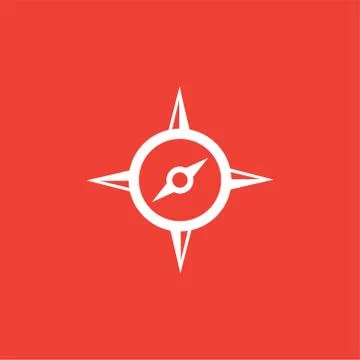 Compass Icon On Red Background. Red Flat Style Vector Illustration Stock Illustration