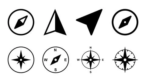Compass icon set. arrow compass icon vector Stock Illustration