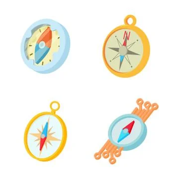 Compass icon set, cartoon style Illustrazione stock