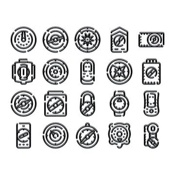 Compass icon set guiding direction and exploration 스톡 일러스트