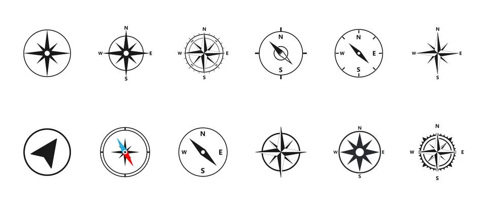 Compass icon set. Vector illustration. Stock Illustration