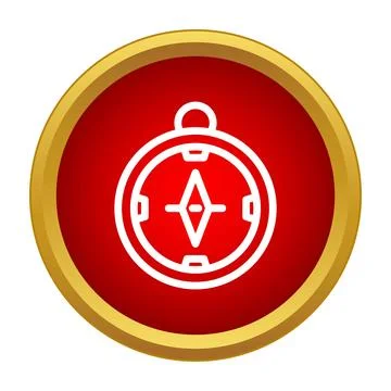 Compass icon showing navigation and direction on red button Stock Illustration
