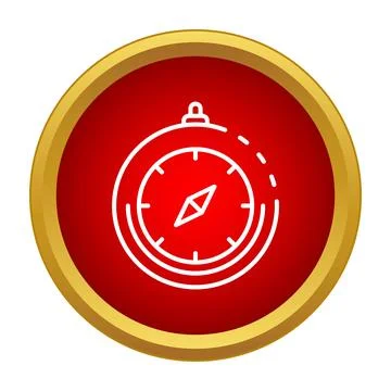 Compass icon showing navigation and direction on a red background Illustrazione stock