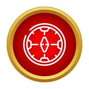 Compass icon showing navigation and direction on a red button Stock Illustration