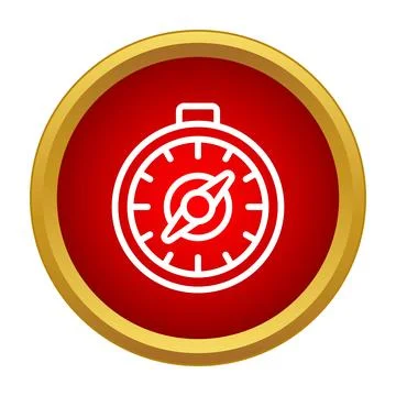 Compass icon showing navigation and direction on a red circle Stock Illustration