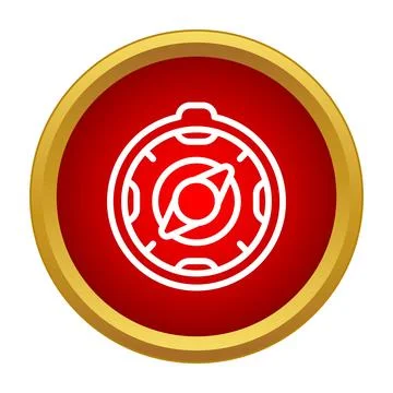 Compass icon showing navigation and direction on a red circle Illustrazione stock