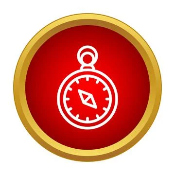 Compass icon showing navigation and direction on red circle Stock Illustration