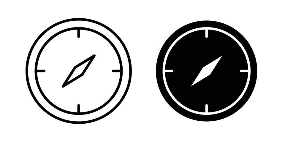 Compass icon silhouette vector set. thin line pack Stock Illustration