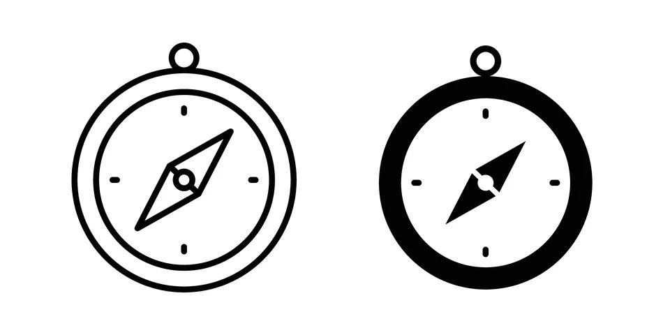 Compass icon symbol. Flat and Stroke Vector illustration Illustrazione stock