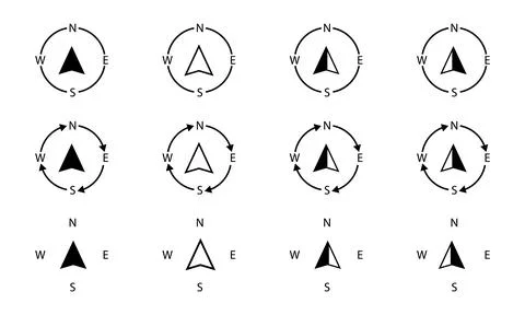 Compass icon symbol set vector illustration. Compass sticker icons. Stock Illustration
