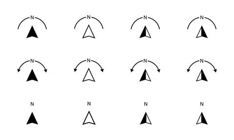 Compass icon symbol set vector illustration. North directional compass icons Stock Illustration