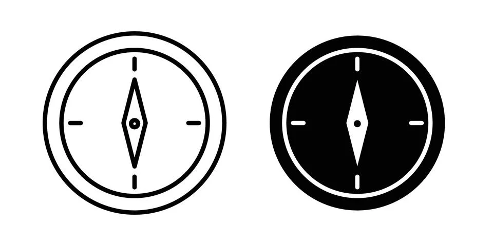 Compass icon thin line and clipart style vector set Stock Illustration