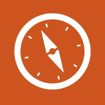 Compass icon in trendy flat style isolated on red background. Vector Illustrazione stock