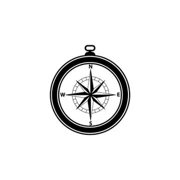 Compass icon vector black on white background Stock Illustration
