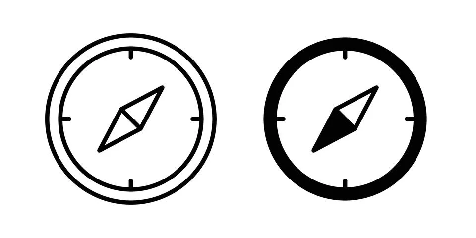 Compass icon vector concepts, line and silhouette style Stock Illustration