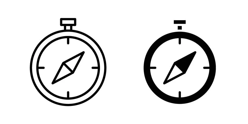 Compass icon vector concepts, line and silhouette style Stock Illustration