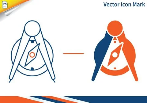 Compass icon vector mark, outline and solid fill. 스톡 일러스트
