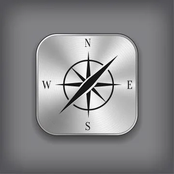 Compass icon - vector metal app button Stock Illustration
