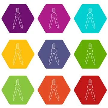 Compass icons set 9 Stock Illustration