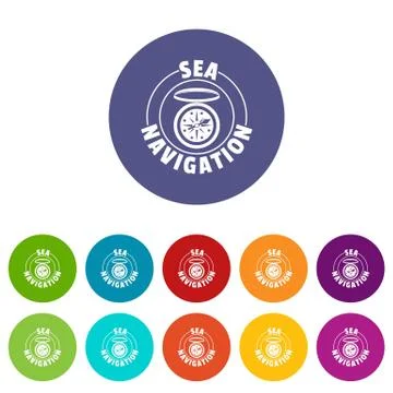 Compass icons set color 스톡 일러스트