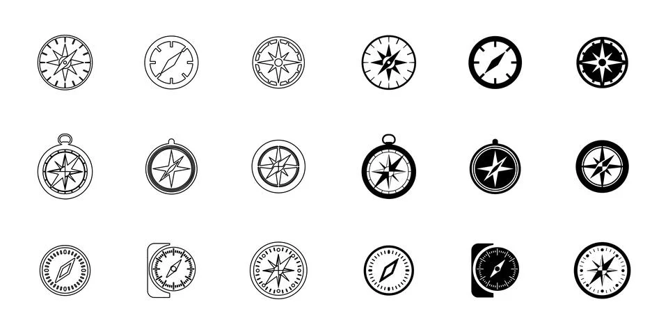 Compass icons set Stock Illustration