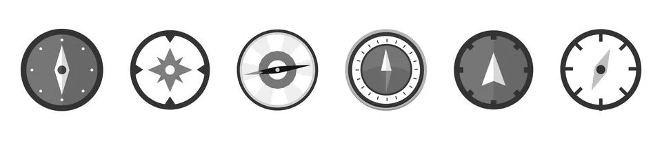 Compass icons set, navigating system simple icons. Vector Stock Illustration
