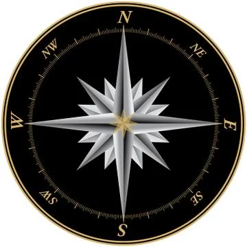 Compass illustration with black background Stock Illustration