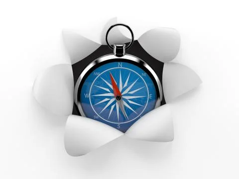 Compass inside hole from torn paper Stock Illustration