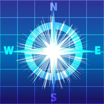 Compass isolated  on blue white background. Vector illustration. Stock Illustration