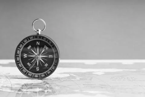 Compass isolated on world map background 库存照片